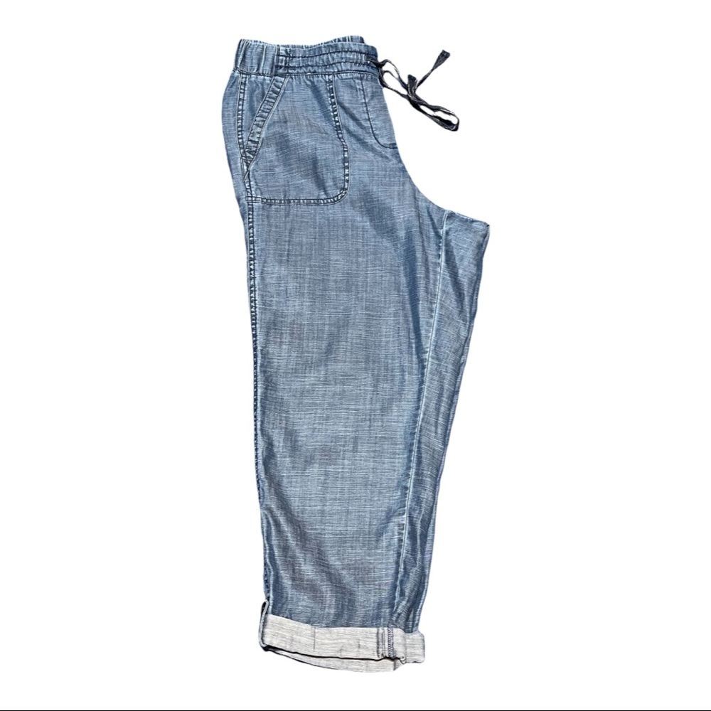 Talbots Drawstring Cuffed Pant Chambray Blue Deni… - image 6